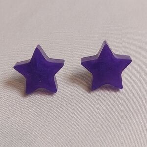 Hand Crafted Purple Star Earrings